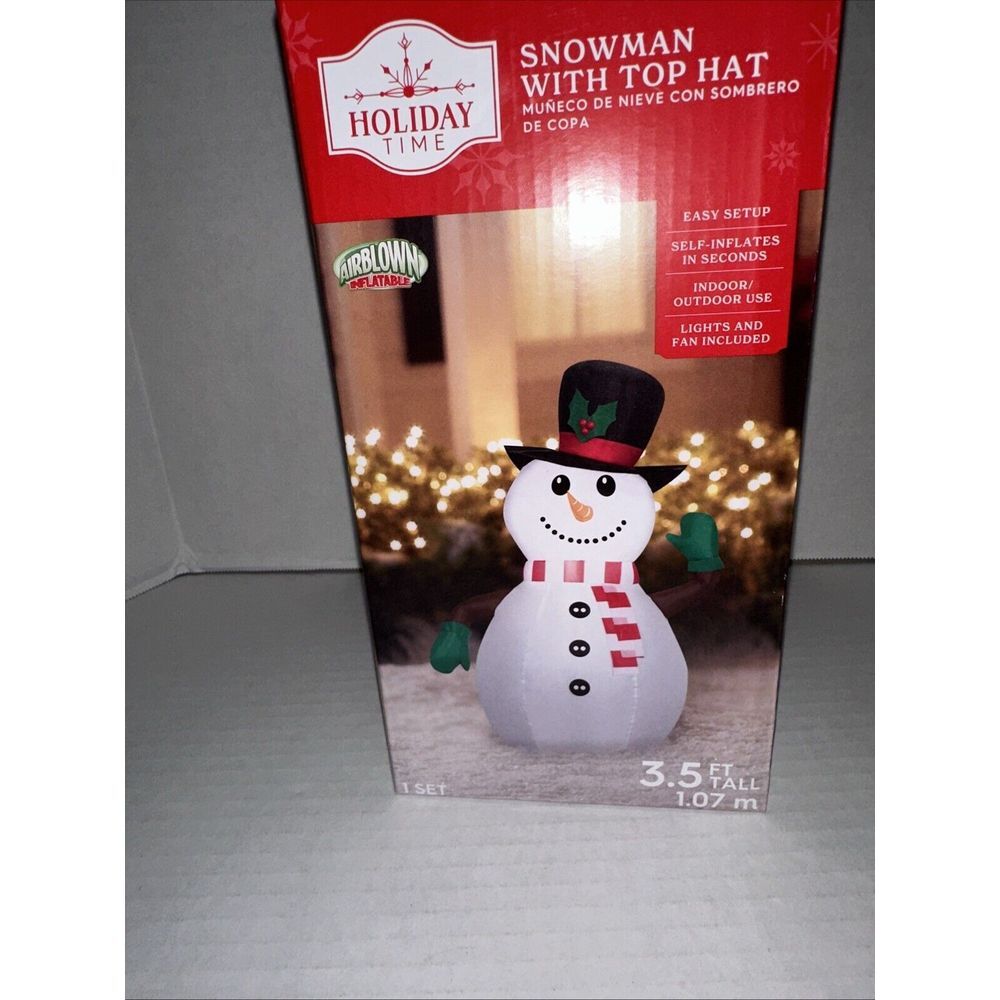 HOLIDAY TIME 3.5 FT TALL SNOWMAN AIRBLOWN INFLATABLE OUTDOOR INDOOR